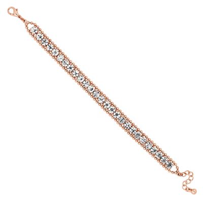 Crystal and rose gold ball bead surround bracelet